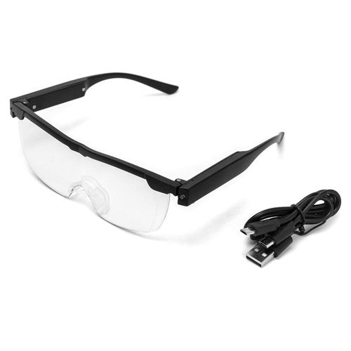 QWORK Magnifying Glasses with LED Light USB Rechargeable for Women and Men,Reading Glasses Smart Lighted Eyewear for Reading Small Prints, Labels, Prescription Bottles