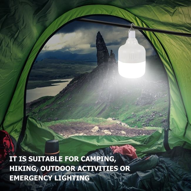 20-200W Portable Emergency Lights Rechargeable LED Lantern Tent Lamp with  Hook for Camping Fishing Patio