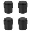 HANDLEZONE® 4 Pack Floor Mounted Door Stop 30mm x 40mm, Collared with Rubber Buffer Stopper, Concealed Fixing - Black Matt