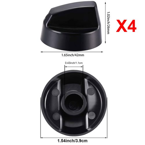 Jetec 4 Pack Universal Control Knobs Replacement with 12 Adapters for Oven/Stove/Range, Please Check Carefully Whether The Dimensions in Figure Match (Black)