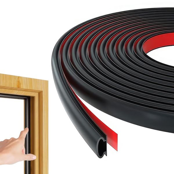 6M D-Shape Rubber Weather Stripping Door Seal Strip, Upvc Self-Adhesive Waterproof Window Sealing Strip, PVC Draft Stopper Excluder Door Frame Insulation Anti-Collision Dustproof Soundproof Foam Tape