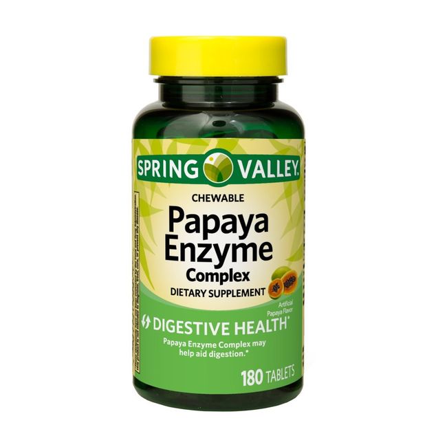 Spring Valley Papaya Enzyme Complex Bromelain 180 CHEWABLE TABLETS FREE SHIP