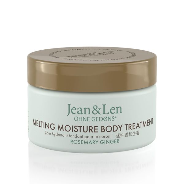 Jean & Len Melting Moisture Body Treatment Rosemary & Ginger, für ein duftendes Pflegeergebnis, für normale Haut, hochwertiger Tiegel, Pflegende Body Butter, 50 ml