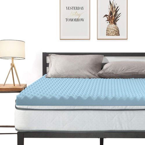 Nutan 3-Inch High Density Convoluted Egg Shell Breathable Foam Topper,Adds Comfort to Mattress, Queen, Beige