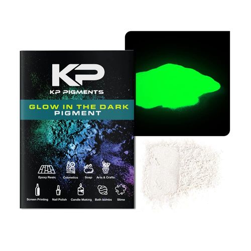 KP Pigments Kryptobright Green Glow in The Dark Pearlescent 100% Pure Fine Mica Powder - Naturally Pigmented Multipurpose DIY Arts and Crafts, Dye, Cosmetics, Epoxy Resin, Paint, and More! 5 Grams