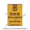 forest nesting box erected maintained for tree nesting ducks metal tin sign