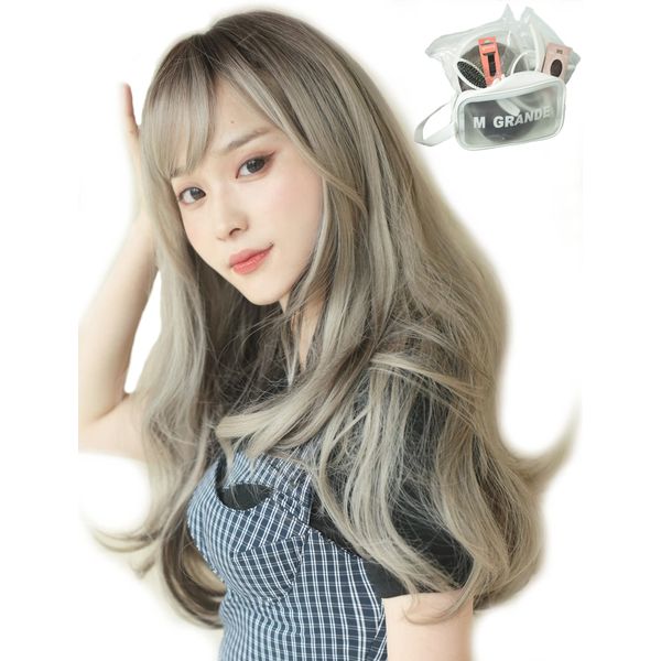 EmGrande DY05A Premium Line Wig, Supervised by Active Top Stylists, 6 Piece Set, Gradient Line, Women's, Wig, Bob, Semi-Long, Small Face Effect