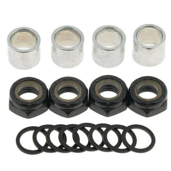 QOTSTEOS Washers Bearing Spacers Nuts, Standard Skateboard Accessories Metal Spacer Washer Skateboard Bearing Spacer and Truck Washer Kit