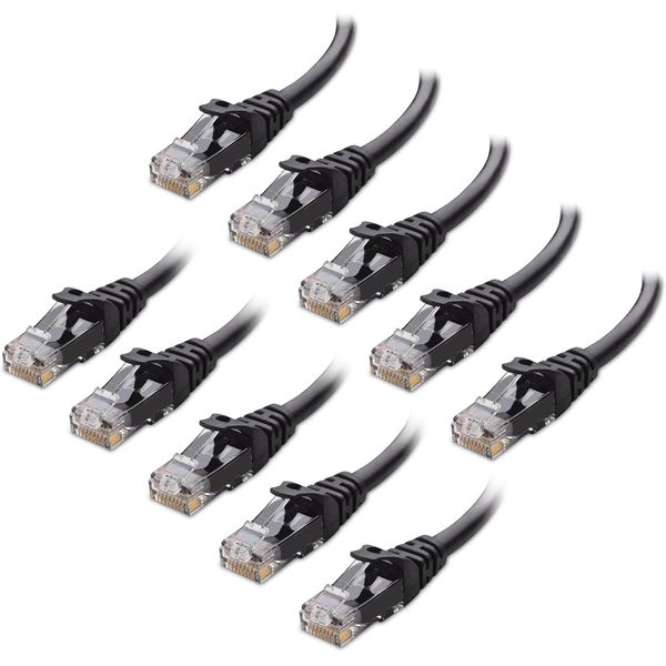 Cloud Care 10-Pack Snagless Cat 6 Ethernet Cable 10 ft (Cat6 Cable, Cat 6 Cable, Internet Cable, Network Cable) in Black