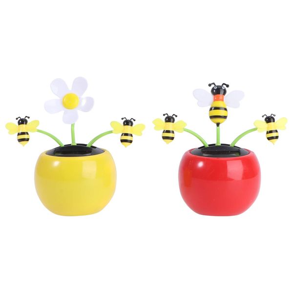 PRETYZOOM Solar Powered Dancing Flower Shaking Head Car Ornaments for Car Office Desk Decoration