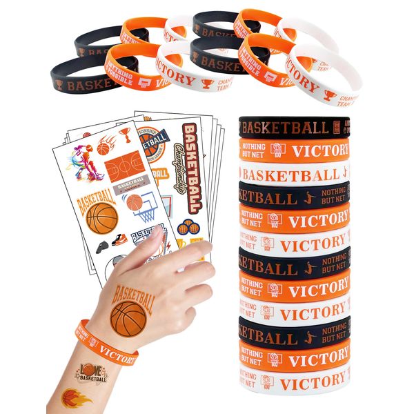 109PCS Basketball Party Favors 85PCS Tattoos 24PCS Silicone Wristbands Sports Themed Birthday Party Supplies Decorations Tattoos Stickers Sports Fans Cheerleaders Favors for Activity Prizes Rewards