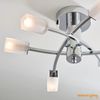 Cuba Modern 6 Way Silver Chrome Branch Arm Ceiling Light with Frosted Light Diffusing Glass Shades