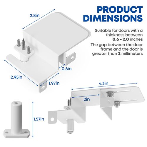 RIAUOR Adjustable Child Proof Door Locks For Top Of Door, Heavy-Duty Metal Childproof Door Locks Top Of Door, Kid Door Locks Top Of Door For Interior/Exterior/French Doors (White, 2 Pcs)