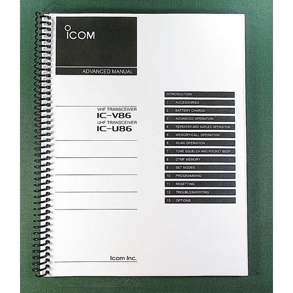 Icom IC-V86 IC-U86 Manual: 53 pages & Protective Covers!
