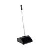 Lobby Dust Pan, Plastic/Aluminum, 11 3/4" Wide, 34" Handle, Black/Silver