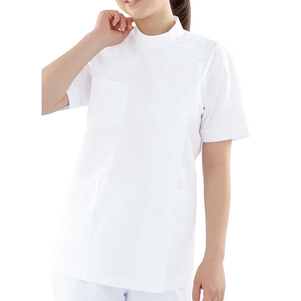 KAZEN 360-30 Women's Medical / Nursing Uniform, Short Sleeve, White, Aprons, 1.3 gal (4 L)