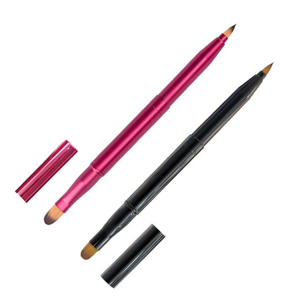 YongXiangPeng 2 Pcs Dual End Lipstick Brushes Portable Retractable Lip Brushes Travel Eye Shadow Brushes with Cap for Lips, Eyes and Makeup Application