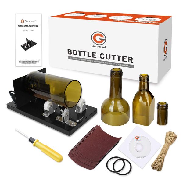 Bottle Cutter, Genround Upgrade 2.1 Glass Bottle Cutter Machine for Round, Square and Oval Bottle Cutting | Cut Bottle From Neck To Bottom | Glass Cutter Bottle Cutting Tool For DIY Projects