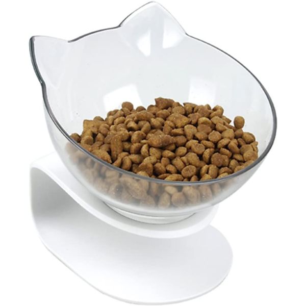 QIYADIN Tilted Raised Posture Cat Food Bowl Neck Protection anti Vomiting 15 Deg