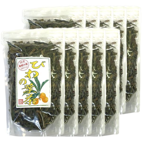 [100% Made in Japan] Biwa Tea, Loquat Leaf Tea, 3.5 oz (100 g) x 10 Bags Set, No Pesticides, Caffeinated Sugamo Tea, Sannenen