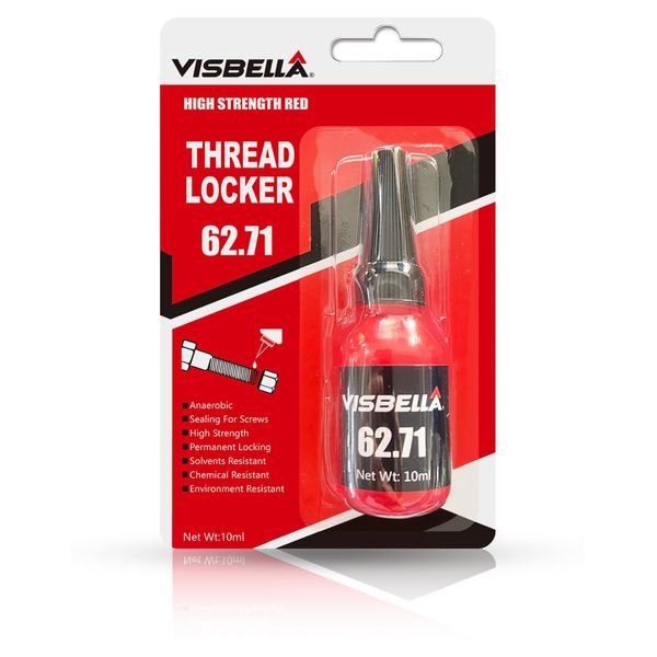 Visbella Thread Locker – Secure Fasteners, Prevent Loosening & Vibration Damage 10ML (HIGH Strength RED 62.71)