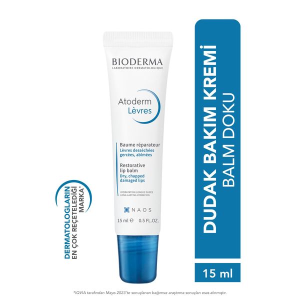 Atoderm Lip Balm Kuru, Çatlamış Dudak Besleyici Nemlendirici Dudak Kremi Avokado Ve Shea Yağı 15 ml