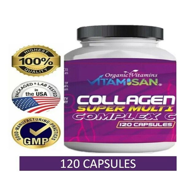 100% Natural Multi Collagen Peptides Anti Aging Skin Collagen Pills 120 Capsules