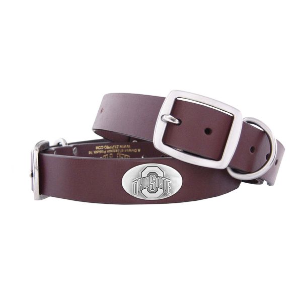 ZEP-PRO Ohio State Buckeyes Brown Leather Concho Dog Collar, Large