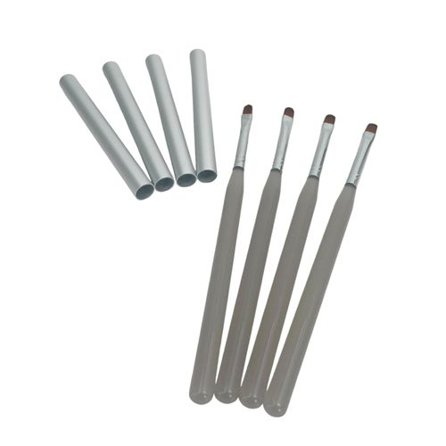 Lunali Gel Nail Brush with Cap Brush Set of 4 Nail Brushes Self Nail Art Oval