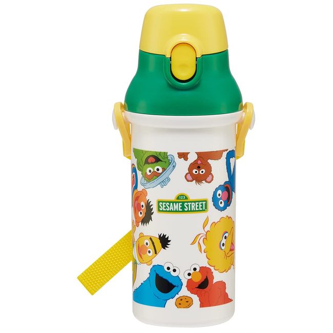 Skater PSB5SANAG-A Children's Plastic Water Bottle, 16.9 fl oz (480 ml), Antibacterial, Sesame Street, Made in Japan