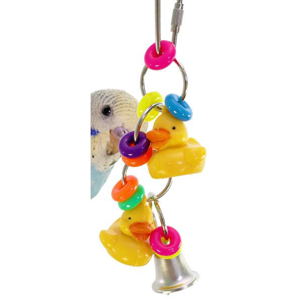 Bonka Bird Toys 1729 Tini Duck Colorful Plastic Ring Metal Cute Budgie Finch Parrotlet Cockatiel Quaker Conure Parakeet Dove Canary Lory