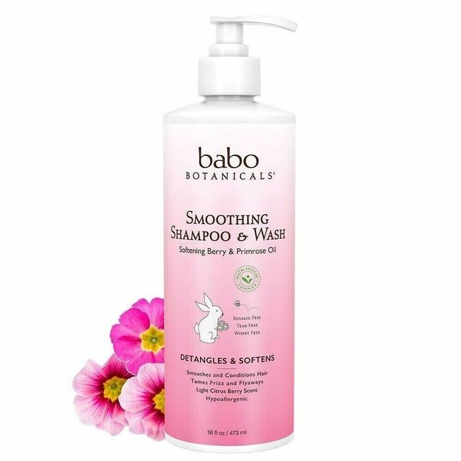 Babo Botanicals Smoothing Shampoo & Wash Softening Berry & Primrose Oil 16 oz