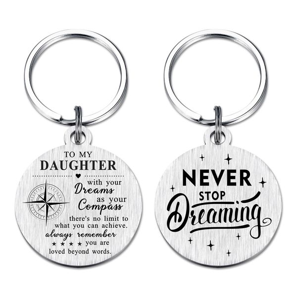 Daughter Birthday Gifts - Inspirational Daughter Engraved Keyring - Gifts for Daughter - Daughter Graduation Christmas Keepsake from Mum and Dad