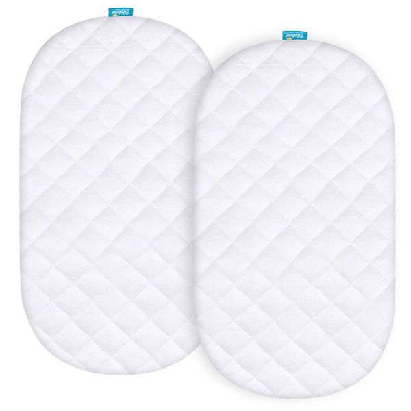 Waterproof Bassinet Mattress Pad Cover for UPPAbaby Bassinet, 2 Pack, Ultra Soft Viscose Made from Bamboo Terry Surface, Breathable and Easy Care