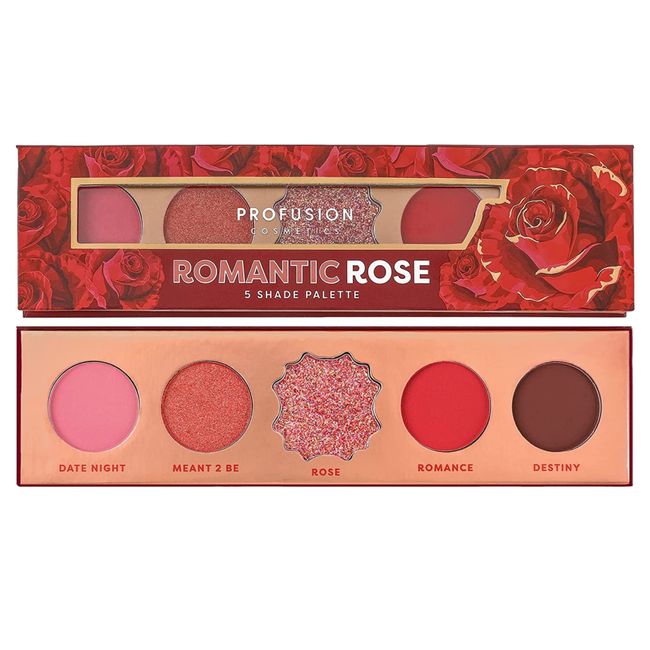 Profusion Cosmetics BLOOMING HUES - ROMANTIC ROSE 5-SHADE EYESHADOW PALETTE,RED