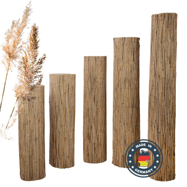 Natursache Sichtschutz | Premium Schilfrohrmatte als Sichtschutz Zaun, Blickschutz und Windschutz | Schilfrohr 1 x 6 m (HxL) Schilfmatte für Balkon, Terrasse und Garten | natur Sichtschutzstreifen