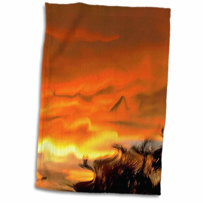 3D Rose Orange Yellow Brown Surrealism Sunset TWL_37287_1 Towel, 15" x 22"