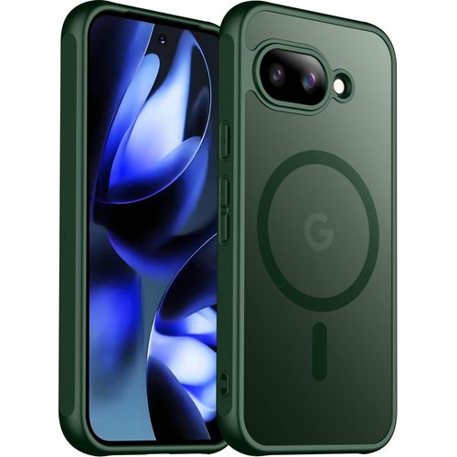 SPIDERCASE Magnetic for Google Pixel 9A Case, Military Grade Drop Protection Slim Translucent Matte Shockproof Anti-Fingerprint Phone Case,Green