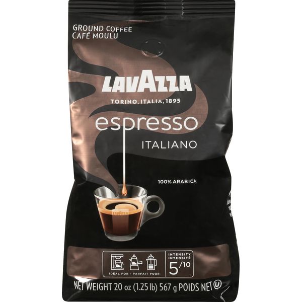 Lavazza Espresso Italiano Ground Coffee, 100% Arabica, 20 Oz Soft Bag, Espresso Italiano, 20 Oz Premium Quality, 100% Arabica, Gluten Free