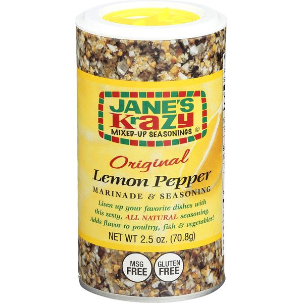 Jane's Krazy Seasonings Mixed-Up Lemon Pepper Marinade & Seasoning, 2.5 Ounce