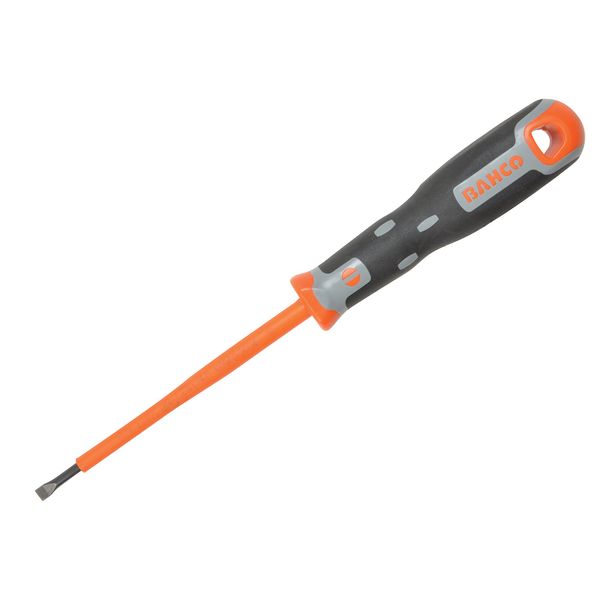 Bahco 33040100 Slotted Insulated Screwdriver, Black/Orange, 200/4.0 x 0.8 mm