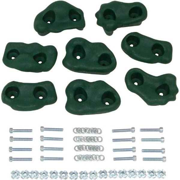 Swing Set Stuff Small Textured Rock Holds (Green) with SSS Logo Sticker (Set of 8)