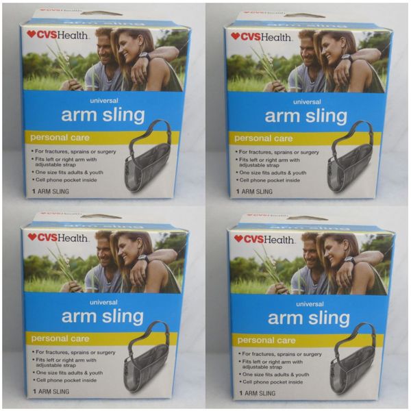 CVS HEALTH UNIVERSAL ARM SLING PERSONAL CARE FITS ADULTS & YOUTH BOXED 4PCS