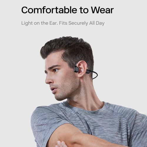 Bone Conduction Headphones Open Ear Wireless Earbuds Lightweight 8 Hours of Long-Lasting Battery Life Workouts Headset for Running, Cycling, Walking, Black-A