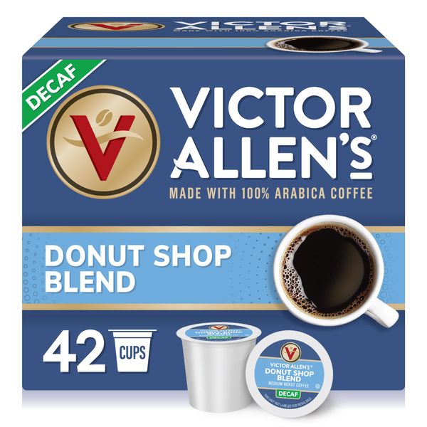 Victor Allen's Coffee Decaf Donut Shop Blend, Medium Roast, 42 Count, Single Serve Coffee Pods for Keurig K-Cup Brewers