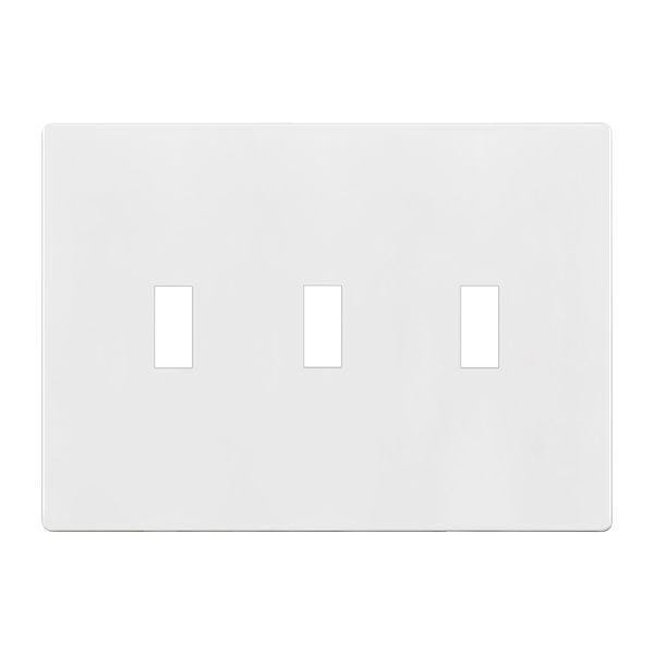 ENERLITES Screwless Triple Toggle Switch Wall Plate, Child Safe Light Switch Cover, Standard Size 3-Gang 4.68" x 6.53", Unbreakable Polycarbonate Thermoplastic, UL Listed, SI8813-W, Glossy, White