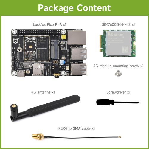 Waveshare Luckfox Pico Pi Linux Micro Dev Board,Core1106, 8GB eMMC, Intelligent Encoding Support, Built-in ISP3.2, Up to 5MP Image Processing, with 4G Module, RV1106G3