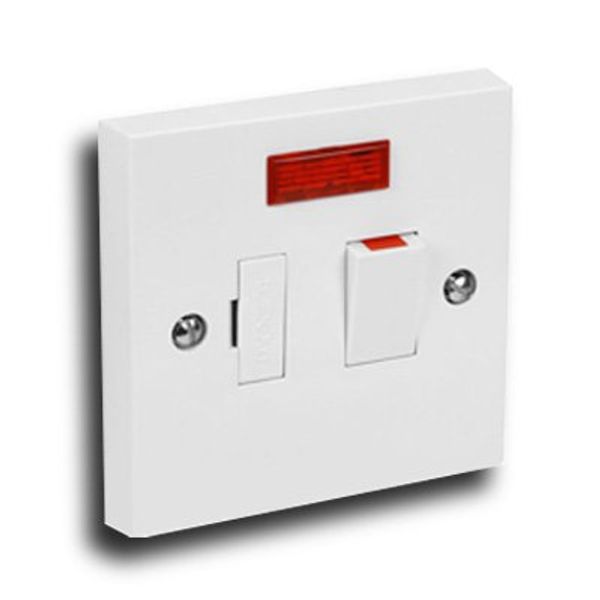 13 Amp Switched Fused Spur Switch with Neon - White Plastic