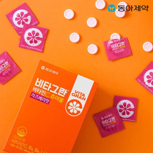 Dong-A Pharmaceutical VitaGran Vitamin C Chewable Raspberry Flavor 72 Tablets 1 Box