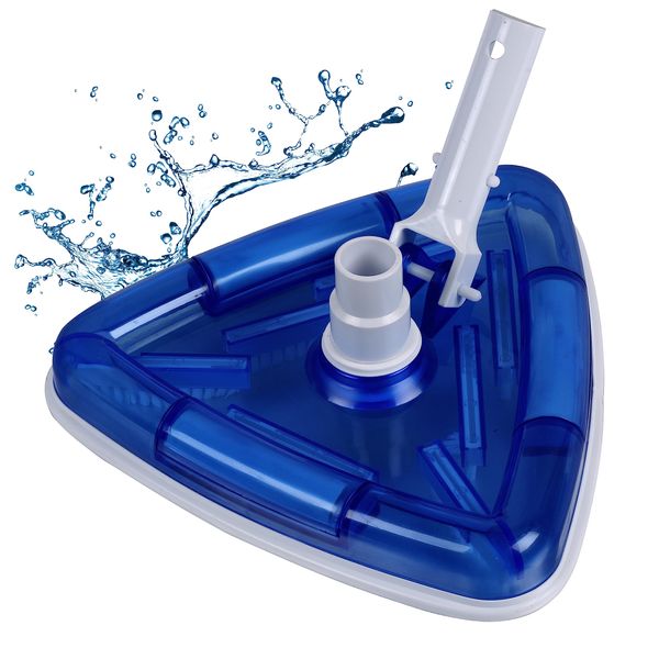 HAFIX® Bodenbürste Bodensauger Bodenreiniger mit Aufsatz. Dreieckiger Poolreinigerkopf 29cm für Schwimmbecken Pool zur Reinigung vom Poolboden in weiß.